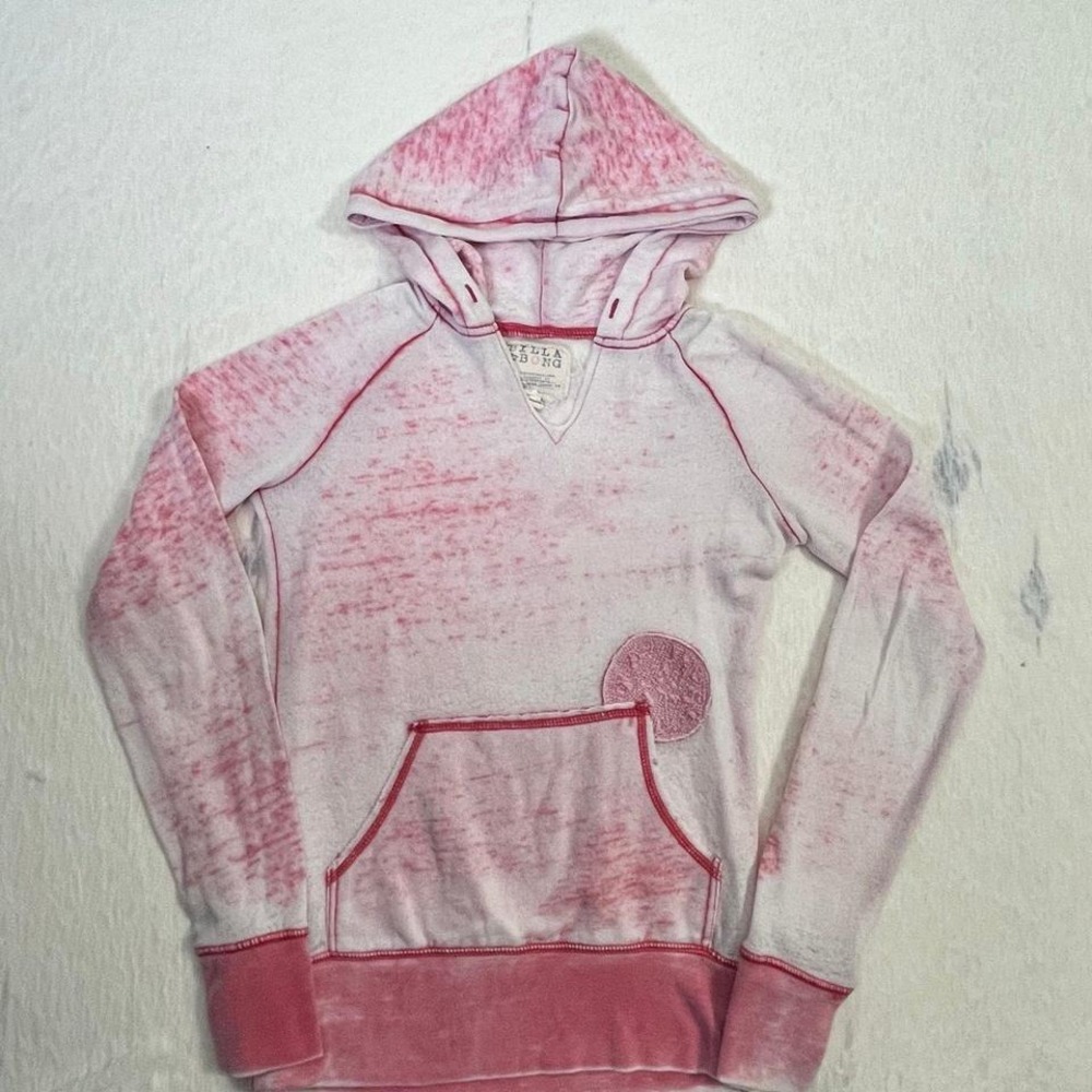 Y2K Billabong‎ Pink Burnout Hoodie Pullover Kangaroo Pocket Women's Small